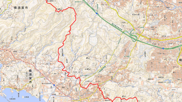 三浦丘陵 三浦富士から湘南国際村ルートマップ