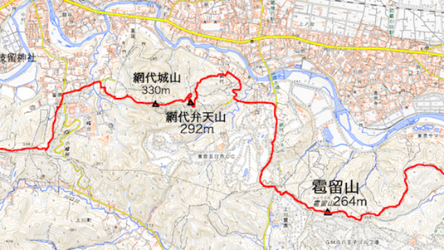 秋川丘陵ルートマップ